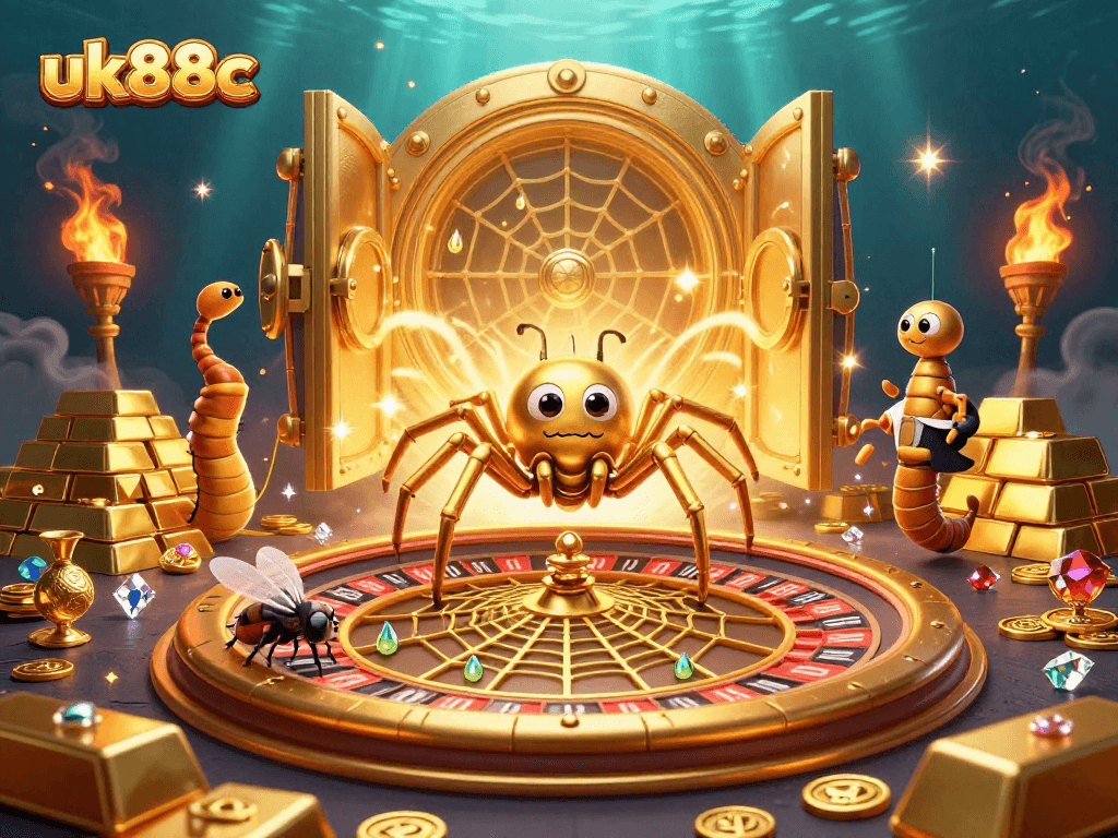 Spin and win at uk88c with a dazzling roulette wheel and vibrant casino elements.