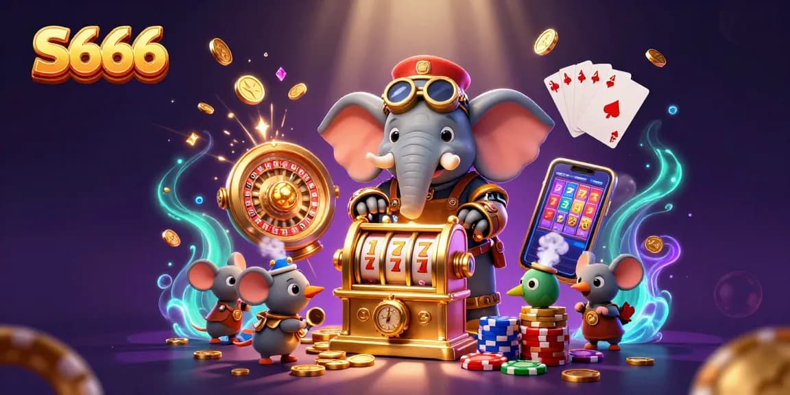 Experience dynamic gaming with S666, featuring vibrant characters, sparkling rewards, and interactive casino elements.