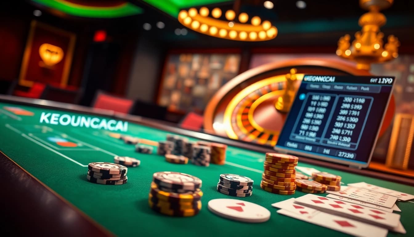 KEONHACAI logo displayed alongside a premium poker setup with chips and cards.