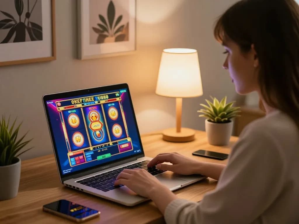 Engage with rokok88 link alternatif while playing exciting slot games in a stylish home office.