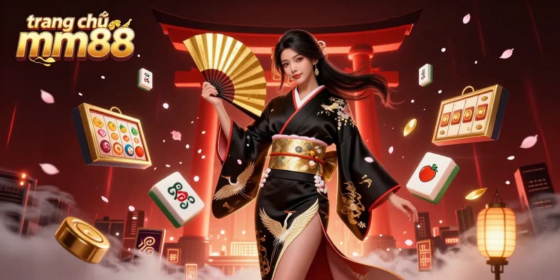 Experience exciting slots at trang chủ mm88, integrating vibrant visuals with traditional elements in a 3D illustration.