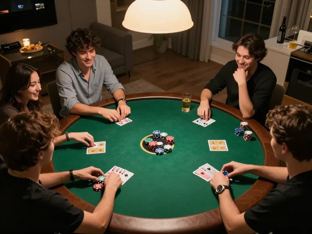Players enjoying a poker game at home, highlighting the engaging atmosphere of 888bgo.