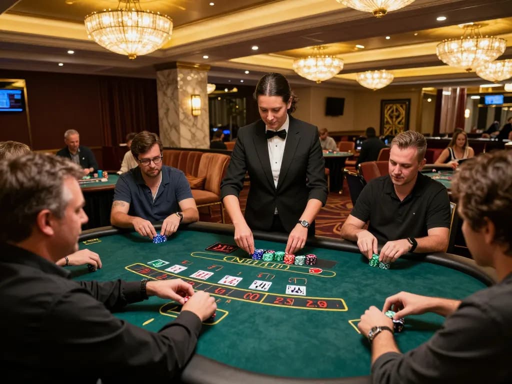 Play blackjack at X333 Link casino with dealers and players in an engaging atmosphere