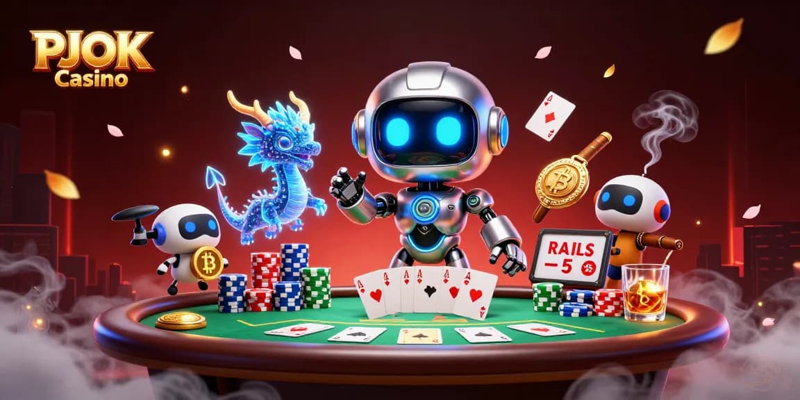 Experience the excitement at PJOK Casino, featuring vibrant gaming characters and immersive casino elements.