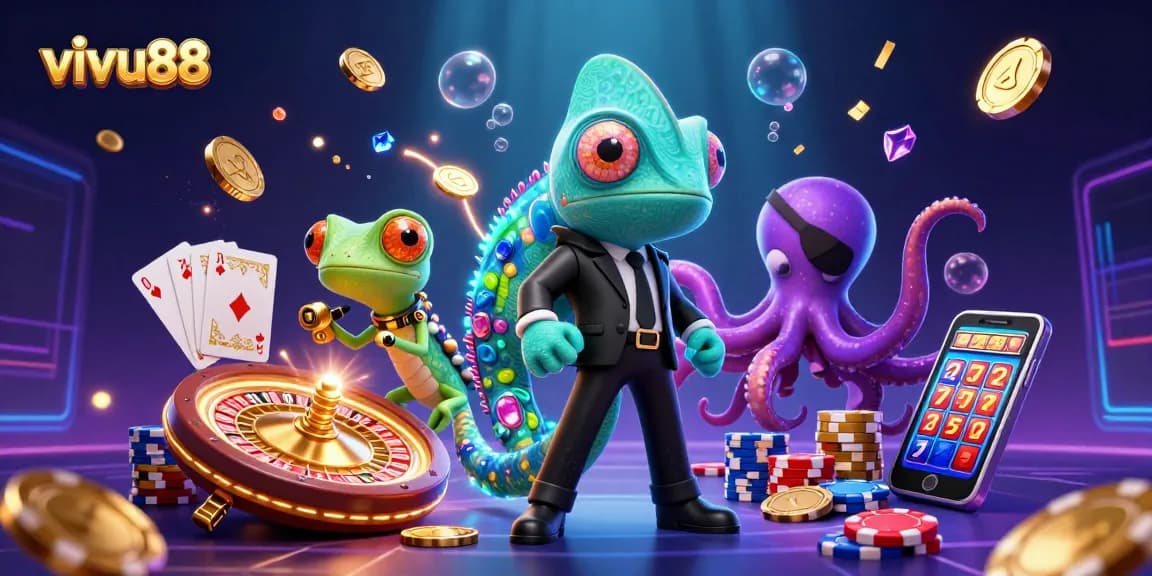 Experience thrilling moments at vivu88 with colorful characters and dynamic casino elements.