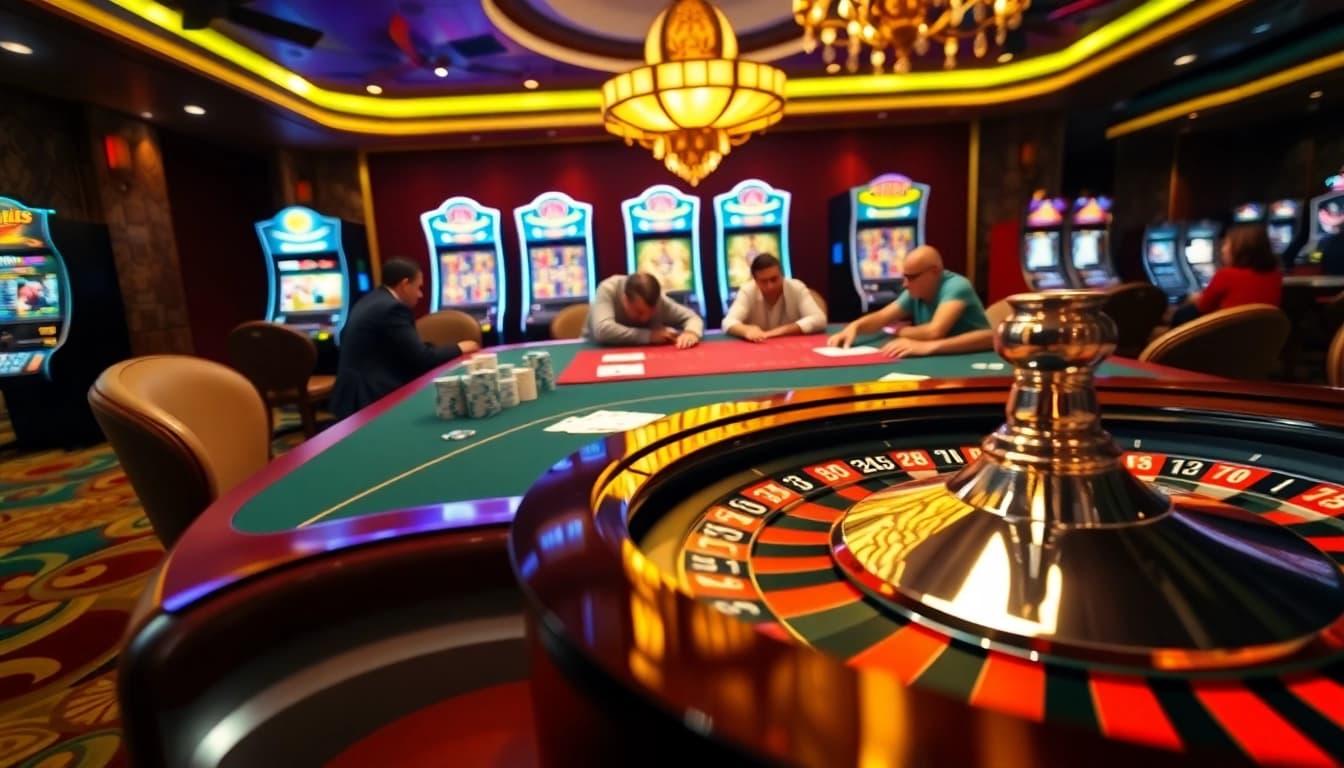 Experience the excitement of u888 at a luxurious casino table with vibrant poker action.
