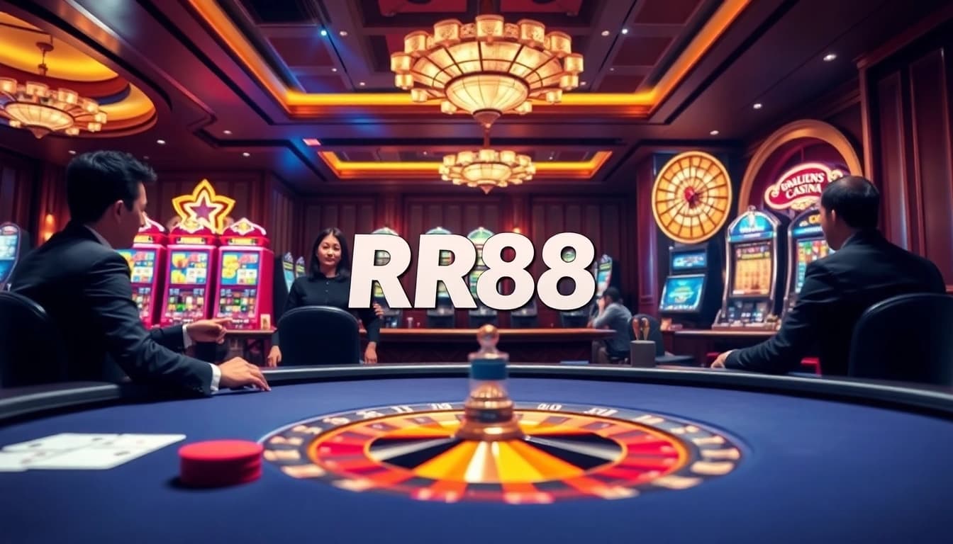 Experience thrilling moments at RR88 with engaging poker and slot games in a vibrant casino setting.