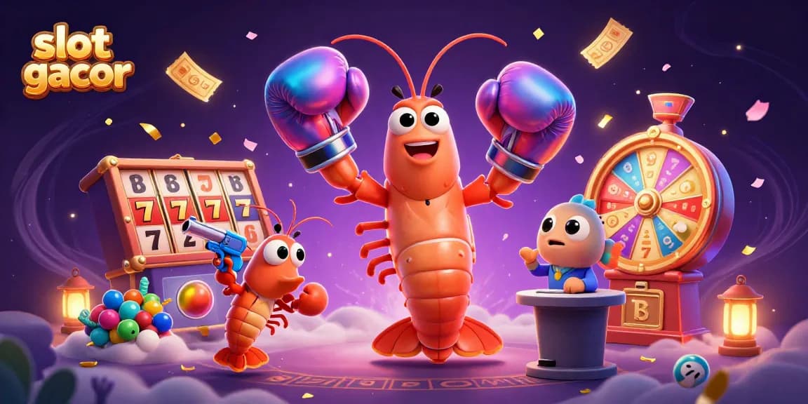Experience the thrill of slot gacor with colorful slot reels and dynamic casino elements.