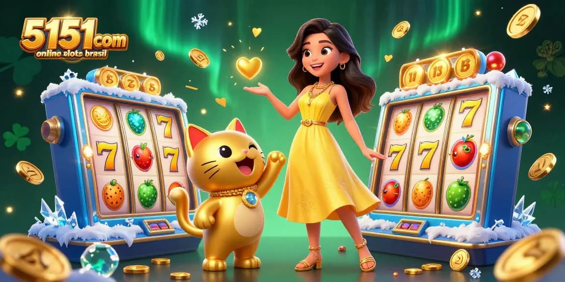 Engage with 5151com online slots Brasil for a vibrant casino experience in this colorful illustration.