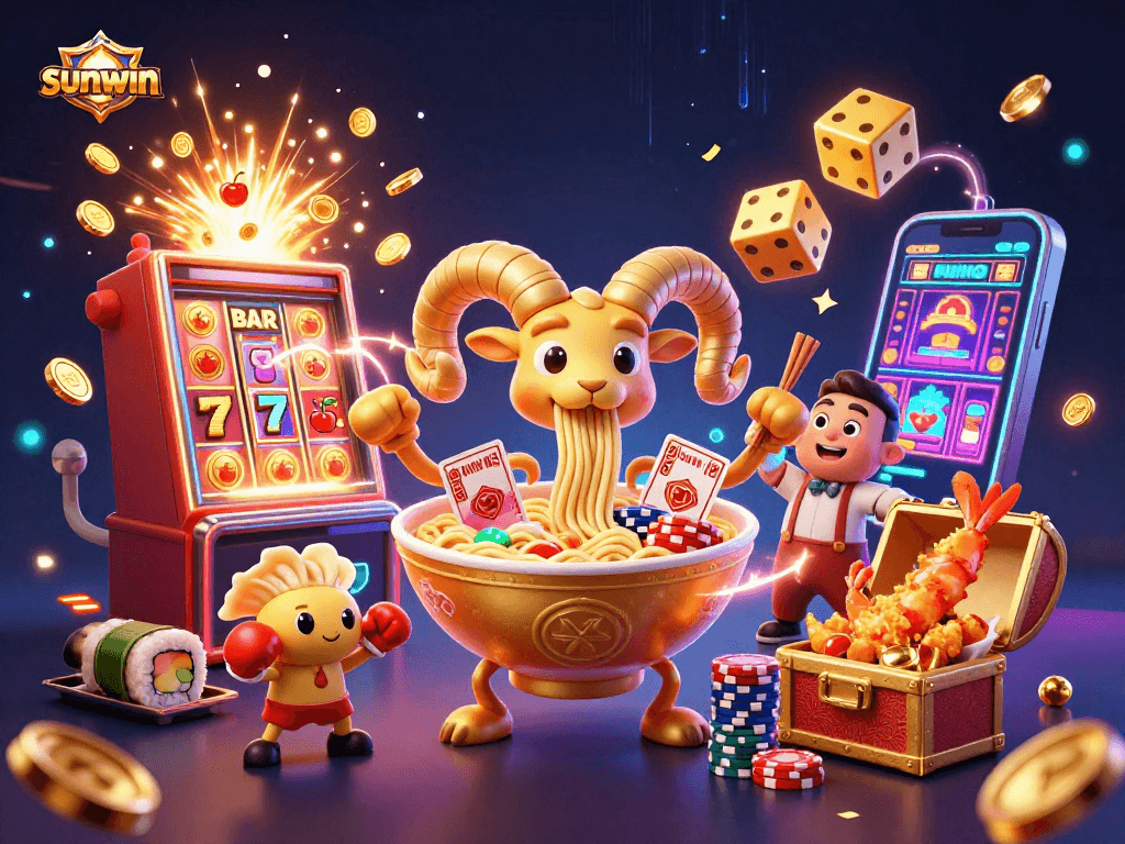 Join the sunwin adventure as a golden ramen bowl dealer stacks chips and cards in style!