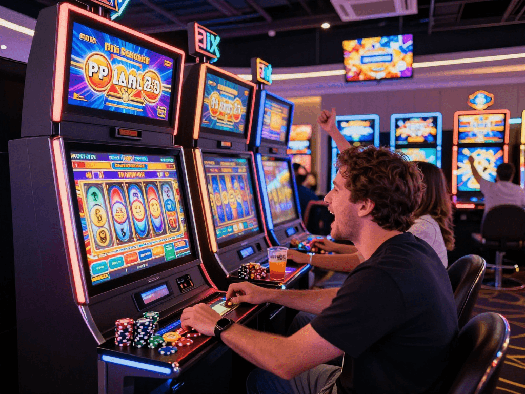 Jogador se divertindo na SPBET, depositando via Pix e celebrando vitórias em jogos de cassino.