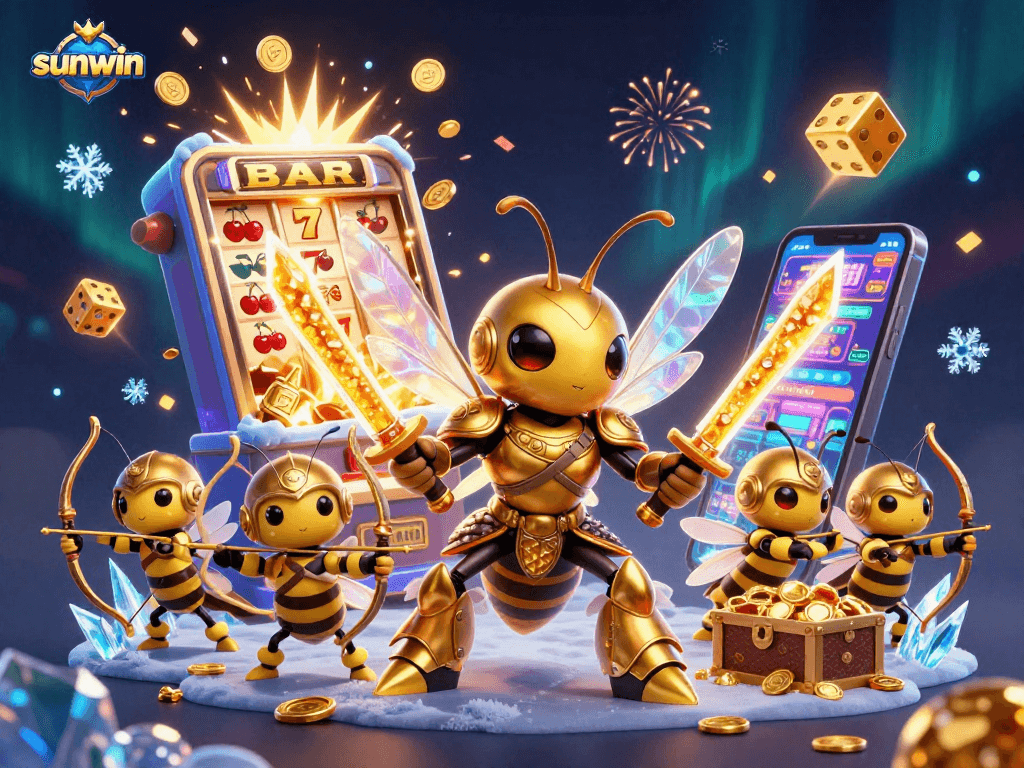 Experience sunwin's exhilarating jackpots with dynamic 3D casino characters and vibrant gaming visuals.