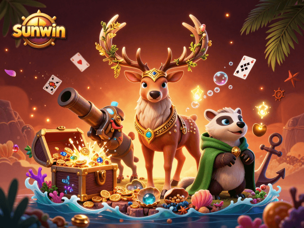 Experience the vibrant thrill of sunwin with a magical casino adventure illustration.