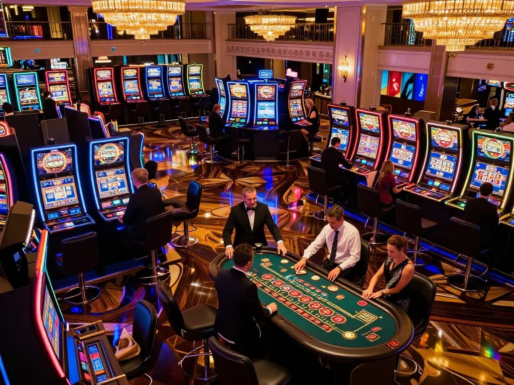 Tense moment at trang chủ uu88 casino as players engage in intense gameplay, surrounded by vibrant slot machines.