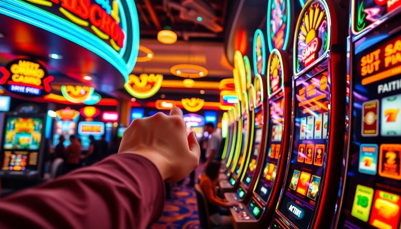 Menang besar dengan mesin slot gacor yang berkilau di kasino yang ramai.