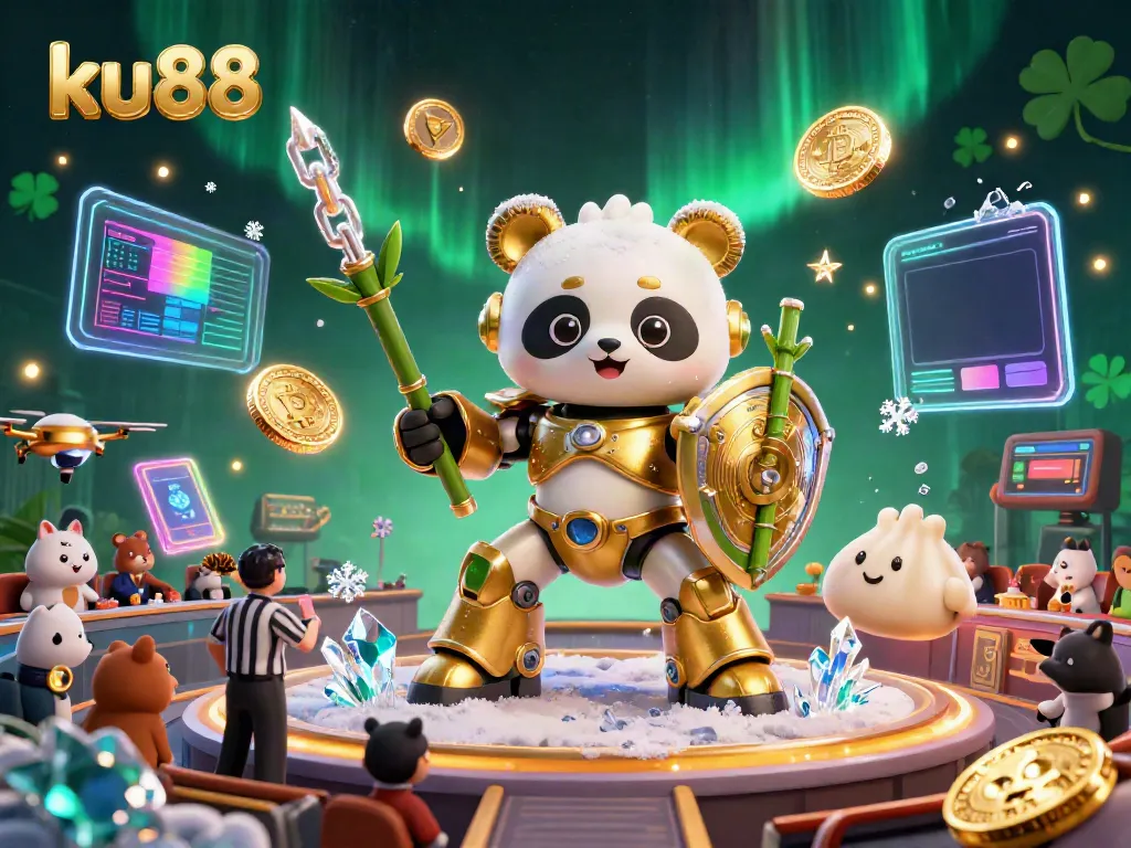 Engage in thrilling action at ku88's 3D cartoon casino arena filled with neon crypto elements.