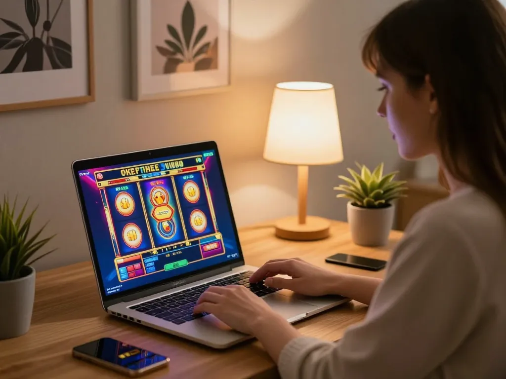 Engage with rokok88 link alternatif while playing exciting slot games in a stylish home office.