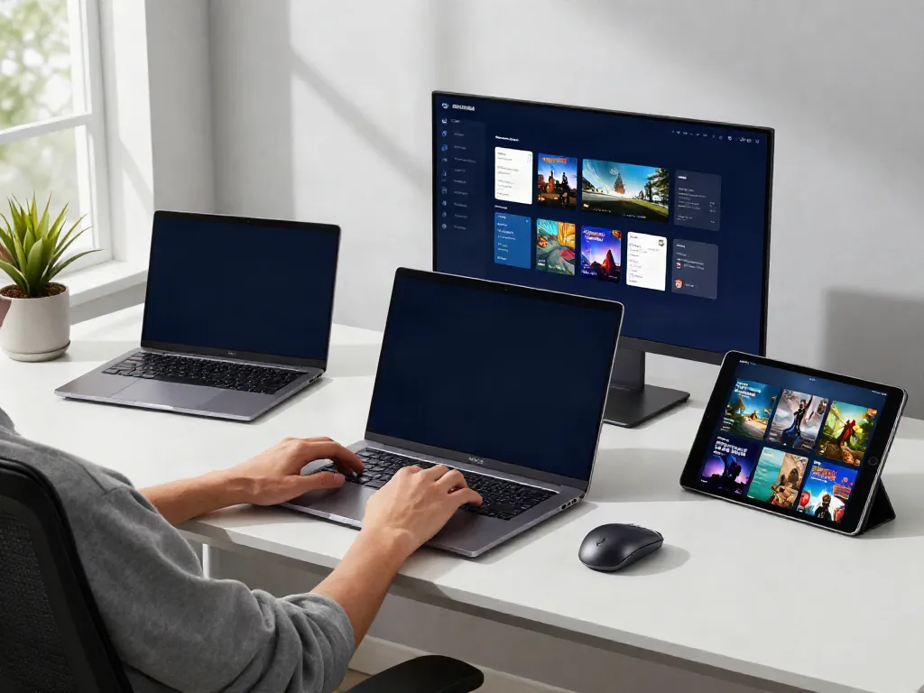 Using the ROKOK88 apk on a laptop in a modern tech workspace