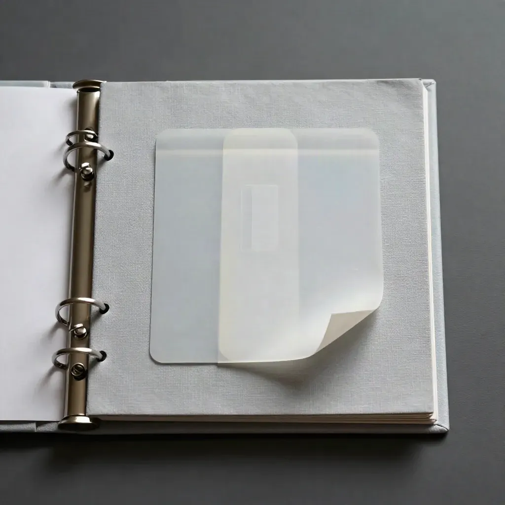 Kit de diagnóstico de crescimento com pasta carvão, folhas translúcidas e base cinza clara.