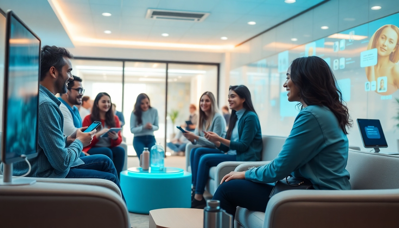 Engaging interactions with crushon AI avatars in a modern tech space, showcasing innovative communication.