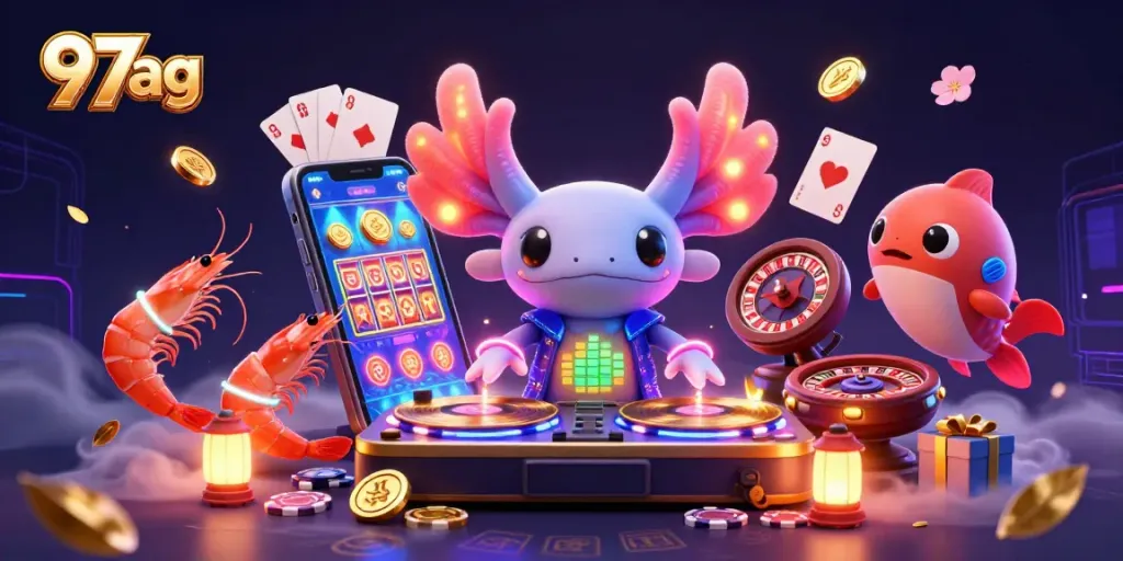 Spin the reels with 97ag's vibrant 3D casino scene filled with excitement and color.