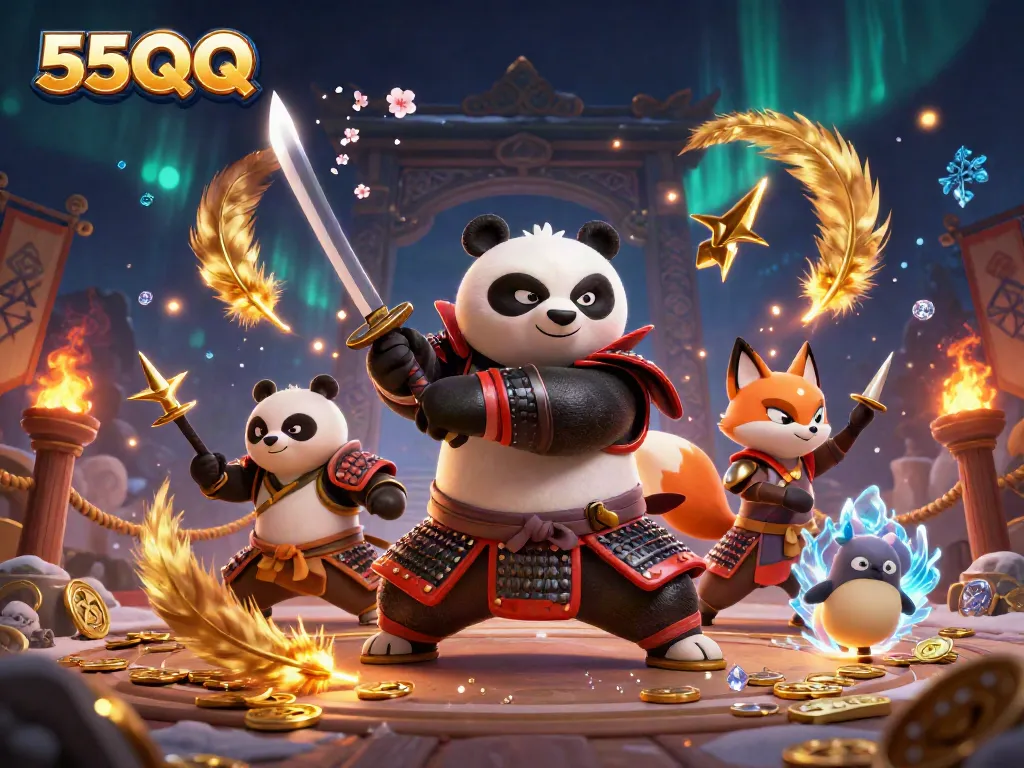 Experience exhilarating gameplay with 55QQ, featuring a dynamic casino battle with vibrant characters and rich details.
