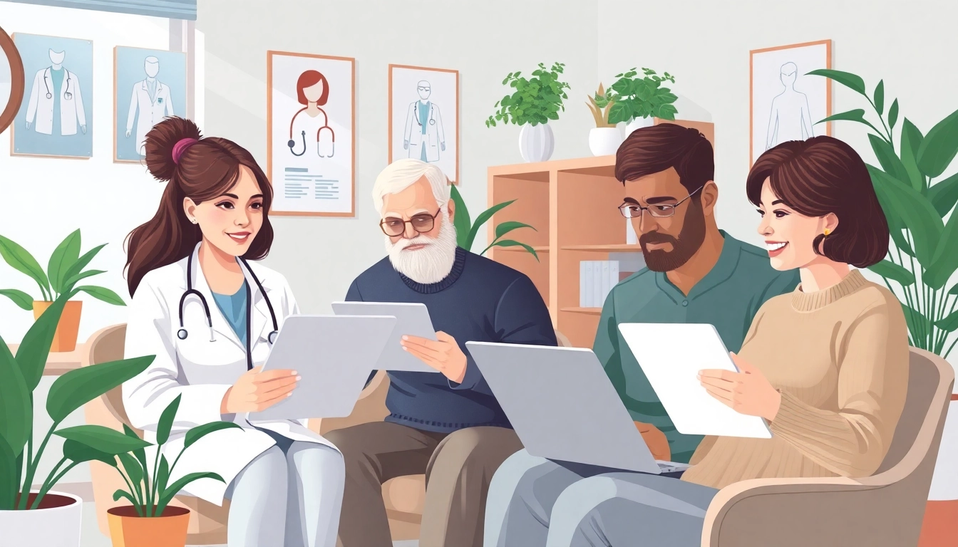 Engage in an online doctor visit without insurance in a welcoming doctor's office environment.