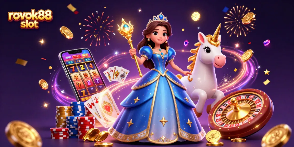Experience the excitement of rokok88 slot with a stunning 3D scene of a royal character and vibrant casino elements.