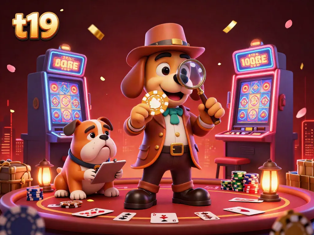 Explore winning strategies in t19's vibrant casino world with cartoon characters celebrating gaming.