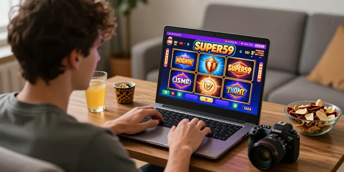 Pengguna mengakses Super59 login dengan nyaman di rumah sambil menikmati permainan slot online.