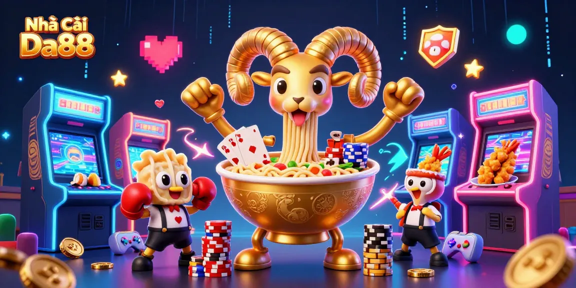 Join the action at Nhà Cái Da88 with colorful 3D casino elements and vibrant characters.