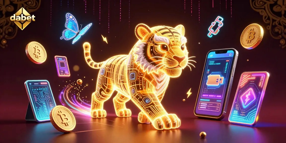 dabet enhances your digital casino experience with crypto elements in a vibrant 3D illustration.