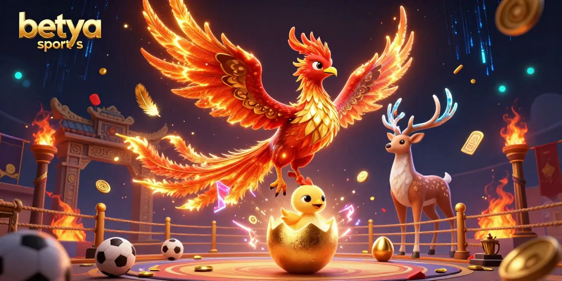 Place your winning bets on betya sports with thrilling visuals of phoenix characters and sports elements.