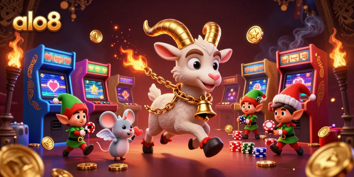 Experience the fun at alo8’s festive casino with lively characters and vibrant gaming elements.