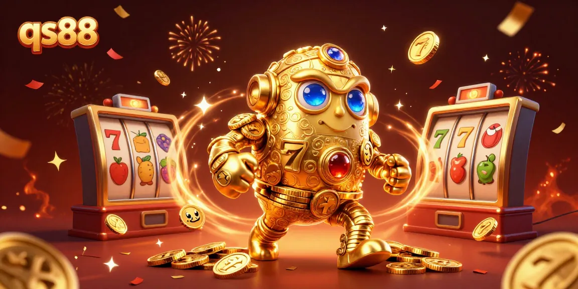 Spin the reels with the vibrant qs88 slot experience featuring golden elements and festive decorations.
