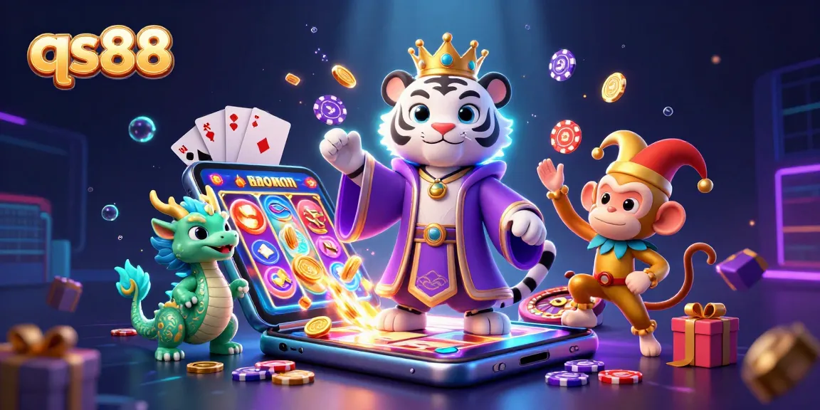 Engaging scene featuring qs88 with characters in royal attire representing exciting casino games.