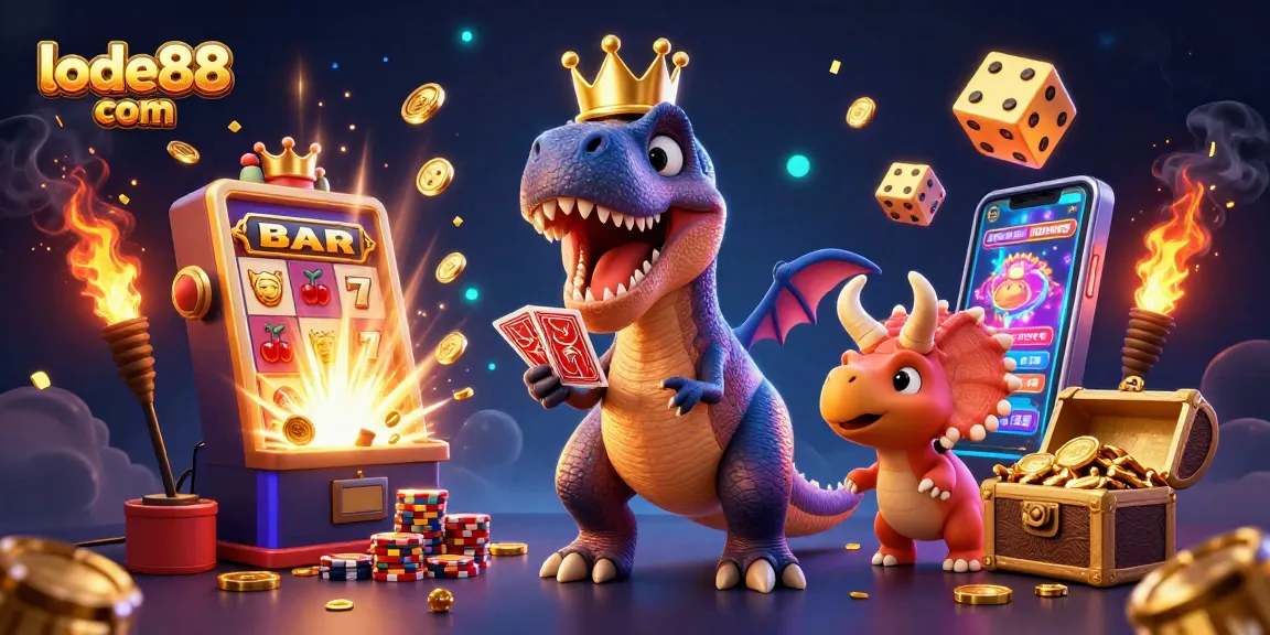 Experience lode88 com’s thrilling jackpot scene with 3D characters and vibrant casino elements.