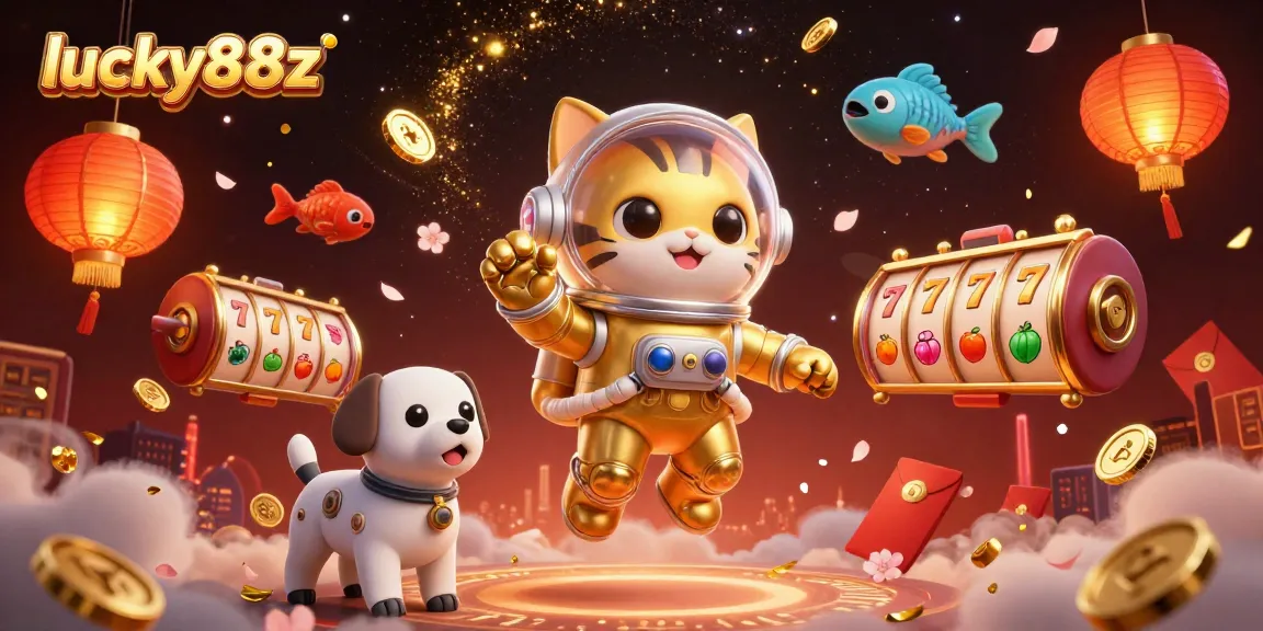 Experience thrilling gaming with lucky88z, featuring a vibrant 3D casino scene full of dynamic elements.