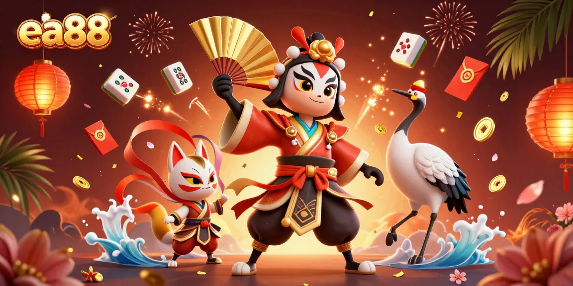 Experience thrilling gameplay with ea88 in an enchanting 3D casino illustration featuring a kabuki warrior.